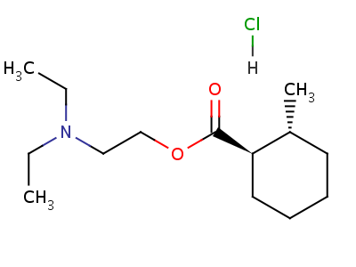 順式-(9CI)-2-甲基環(huán)己烷羧酸 2-(二乙基氨基)乙酯鹽酸鹽結(jié)構(gòu)式,26208-52-6結(jié)構(gòu)式