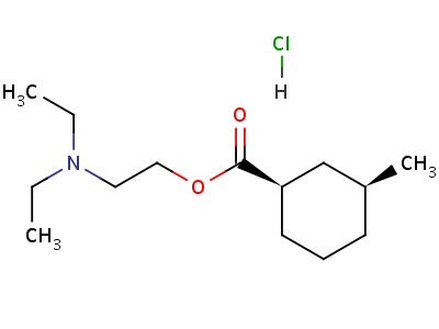 順式-(8CI)-3-甲基環(huán)己烷羧酸 2-(二乙基氨基)乙酯鹽酸鹽結(jié)構(gòu)式,28657-02-5結(jié)構(gòu)式