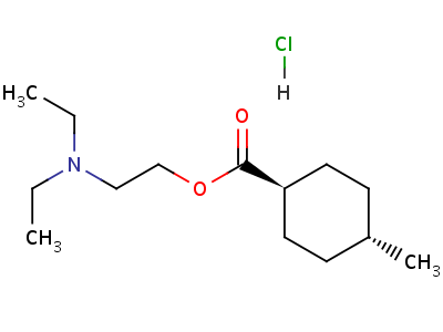 反式-(8CI)-4-甲基環(huán)己烷羧酸 2-(二乙基氨基)乙酯鹽酸鹽結(jié)構(gòu)式,28657-04-7結(jié)構(gòu)式