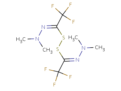 1,1-Dimethyl-2-(2,2,2-trifluoro-1-((2,2,2-trifluoro-n,n-dimethylethanehydrazonoyl)dithio)ethylidene)hydrazineStructure,4503-67-7Structure 1,1-Dimethyl-2-(2,2,2-trifluoro-1-((2,2,2-trifluoro-n,n-dimethylethanehydrazonoyl)dithio)ethylidene)hydrazine Structure,4503-67-7Structure