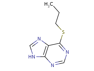6-(丙基硫代)嘌呤結(jié)構(gòu)式,6288-93-3結(jié)構(gòu)式