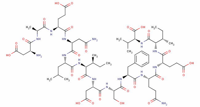 L-alpha-天冬氨酰-L-丙氨酰-L-alpha-谷氨酰-L-天冬氨酰胺酰-L-亮氨酰-L-異亮氨酰-L-alpha-天冬氨酰-L-絲氨酰-L-苯丙氨酰-L-谷氨酰胺酰-L-alpha-谷氨酰-L-異亮氨酰-L-纈氨酸結(jié)構(gòu)式_100111-07-7結(jié)構(gòu)式