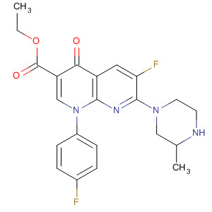 Ethyl 6-fluoro-1-(4-fluorophenyl)-7-(3-methylpiperazin-1-yl)-4-oxo-1,4-dihydro-1,8-naphthyridine-3-carboxylateStructure,100546-84-7Structure Ethyl 6-fluoro-1-(4-fluorophenyl)-7-(3-methylpiperazin-1-yl)-4-oxo-1,4-dihydro-1,8-naphthyridine-3-carboxylate Structure,100546-84-7Structure