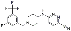 6-((1-(3-Fluoro-5-(trifluoromethyl)benzyl)piperidin-4-yl)amino)pyridazine-3-carbonitrileStructure,1032714-06-9Structure 6-((1-(3-Fluoro-5-(trifluoromethyl)benzyl)piperidin-4-yl)amino)pyridazine-3-carbonitrile Structure,1032714-06-9Structure