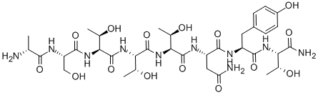 D-丙氨酰-絲氨酰-蘇氨酰-蘇氨酰-蘇氨酰-天冬氨酰胺酰-酪氨酰-蘇氨酰胺結構式_106362-34-9結構式