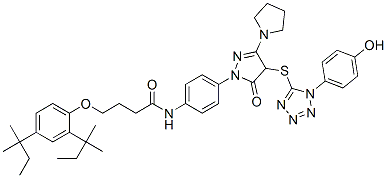 N-[4-[4,5-二氫-4-[1-(4-羥基苯基)-1H-四唑-5-基硫代]-5-氧代-3-吡咯烷-1H-吡唑-1-基]苯基]-4-(2,4-二叔戊基苯氧基)丁酰胺結構式_107047-28-9結構式