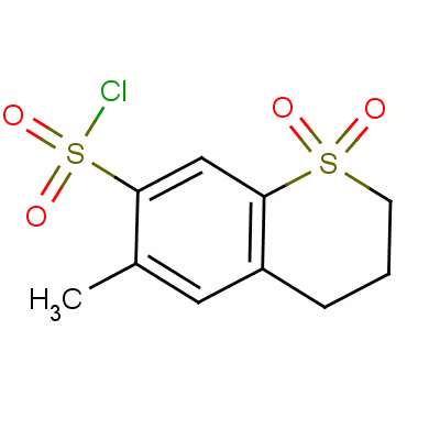 3,4-Dihydro-6-methyl-2h-1-benzothiopyran-7-sulphonyl chloride 1,1-dioxideStructure,1084-64-6Structure 3,4-Dihydro-6-methyl-2h-1-benzothiopyran-7-sulphonyl chloride 1,1-dioxide Structure,1084-64-6Structure