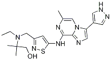 1-丙醇, 2-[乙基[[5-[[6-甲基-3-(1H-吡唑-4-基)咪唑并[1,2-a]吡嗪-8-基]氨基]-3-異噻唑]甲基]氨基]-2-甲基-結(jié)構(gòu)式_1094069-99-4結(jié)構(gòu)式