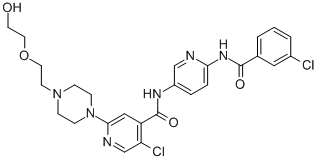 5-氯-N-(6-(3-氯苯甲酰胺)-3-吡啶)-2-(4-(2-(2-羥乙氧基)乙基)-1-哌嗪)異煙酰胺結(jié)構(gòu)式_1131604-96-0結(jié)構(gòu)式