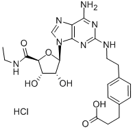 2-(4-(2-((6-Amino-9-((3r,4s,5s)-5-(ethylcarbamoyl)-3,4-dihydroxytetrahydrofuran-2-yl)-9h-purin-2-yl)amino)ethyl)phenyl)acetic acid hydrochlorideStructure,124182-57-6Structure 2-(4-(2-((6-Amino-9-((3r,4s,5s)-5-(ethylcarbamoyl)-3,4-dihydroxytetrahydrofuran-2-yl)-9h-purin-2-yl)amino)ethyl)phenyl)acetic acid hydrochloride Structure,124182-57-6Structure