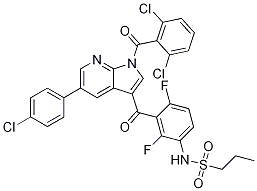 N-[3-[[5-(4-氯苯基)-1-(2,6-二氯苯甲?；?-1H-吡咯并[2,3-b]吡啶-3-基]羰基]-2,4-二氟苯基]-1-丙烷磺酰胺結(jié)構(gòu)式_1262985-23-8結(jié)構(gòu)式