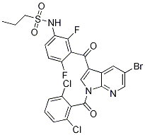 N-[3-[[5-溴-1-(2,6-二氯苯甲?；?-1H-吡咯并[2,3-b]吡啶-3-基]羰基]-2,4-二氟苯基]-1-丙烷磺酰胺結(jié)構(gòu)式_1262985-24-9結(jié)構(gòu)式
