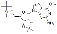 7-{5-O-[二甲基(2-甲基-2-丙基)硅烷基]-2,3-O-異亞丙基-beta-D-來蘇呋喃糖基}-4-甲氧基-7H-吡咯并[2,3-d]嘧啶-2-胺結(jié)構(gòu)式_131981-22-1結(jié)構(gòu)式