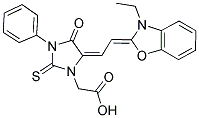 5-[(3-乙基-2(3h)-苯并噁唑基) 亞乙基]-4-氧代-3-苯基-2-硫氧代-1-咪唑啉乙酸結構式_13350-41-9結構式