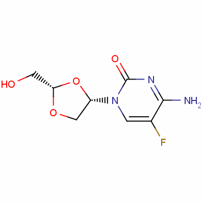 4-氨基-5-氟-1-[(2S,4S)-2-(羥基甲基)-1,3-二氧戊環(huán)-4-基]嘧啶-2-酮結(jié)構(gòu)式_145397-26-8結(jié)構(gòu)式