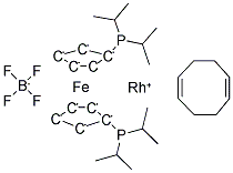 1,1-Bis(di-i-propylphosphino)ferrocene(1,5-cyclooctadiene)rhodium(i) tetrafluoroborateStructure,157772-65-1Structure 1,1-Bis(di-i-propylphosphino)ferrocene(1,5-cyclooctadiene)rhodium(i) tetrafluoroborate Structure,157772-65-1Structure