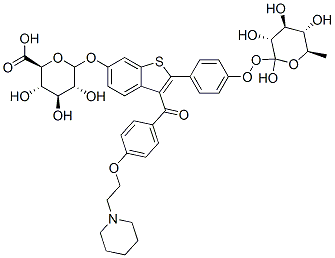 2-{4-[(5xi)-beta-L-來蘇-吡喃己酮糖基氧基]苯基}-3-{4-[2-(1-哌啶基)乙氧基]苯甲酰基}-1-苯并噻吩-6-基(5xi)-beta-D-來蘇-吡喃己酮糖苷酸結(jié)構(gòu)式_182507-20-6結(jié)構(gòu)式