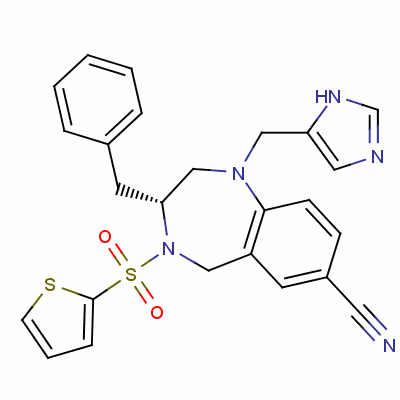 1-((1H-咪唑-4-基)甲基)-3-芐基-4-(噻吩-2-基磺?；?-2,3,4,5-四氫-1H-苯并[e][1,4]二氮雜卓-7-甲腈結(jié)構(gòu)式_195987-41-8結(jié)構(gòu)式