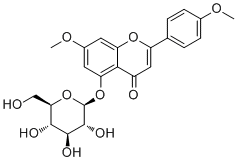 5-(BETA-D-吡喃葡萄糖氧基)-7-甲氧基-2-(4-甲氧基苯基)-4H-1-苯并吡喃-4-酮結(jié)構式_197018-71-6結(jié)構式