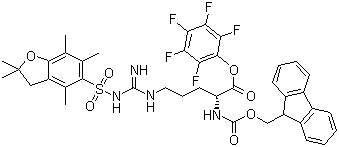 N5-[[[(2,3-二氫-2,2,4,6,7-五甲基-5-苯并呋喃基)磺?；鵠氨基]亞氨基甲基]-N2-[(9H-芴-9-基甲氧基)羰基]-D-鳥氨酸五氟苯酯結(jié)構(gòu)式_200132-33-8結(jié)構(gòu)式