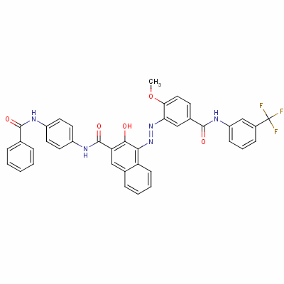 n-[4-(苯甲?；被?苯基]-3-羥基-4-[[2-甲氧基-5-[[[3-(三氟甲基)苯基]氨基]羰基]苯基]氮雜]-2-萘羧酰胺結(jié)構(gòu)式_20981-12-8結(jié)構(gòu)式