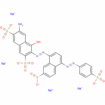 四鈉6-氨基-4-羥基-3-[[7-磺酸基-4-[(4-磺酸基苯基)偶氮]-1-萘基]偶氮]萘-2,7-二磺酸酯結(jié)構(gòu)式_2118-39-0結(jié)構(gòu)式