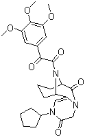 2-環(huán)戊基-8,9,10,11-四氫-12-[2-氧代-2-(3,4,5-三甲氧基苯基)乙?；鵠-7,11-亞氨基-2H-吡嗪并[1,2-A]氮雜環(huán)辛四烯-3,6(4H,7H)-二酮結(jié)構(gòu)式_255910-29-3結(jié)構(gòu)式