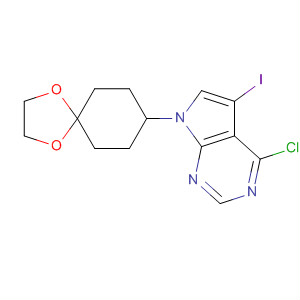 4-氯-5-碘-7-(1,4-二噁螺[4.5]-8-癸基)-7h-吡咯并[2,3-d]嘧啶結(jié)構(gòu)式_262444-48-4結(jié)構(gòu)式