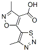 3-Methyl-5-(4-methyl-1,2,3-thiadiazol-5-yl)isoxazole-4-carboxylic acidStructure,263385-59-7Structure 3-Methyl-5-(4-methyl-1,2,3-thiadiazol-5-yl)isoxazole-4-carboxylic acid Structure,263385-59-7Structure