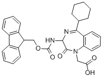 1H-1,4-benzodiazepine-1-aceticacid,5-cyclohexyl-3-[[(9h-fluoren-9-ylmethoxy)carbonyl]amino]-2,3-dihydro-2-oxo-(9ci) Structure,269078-83-3Structure
