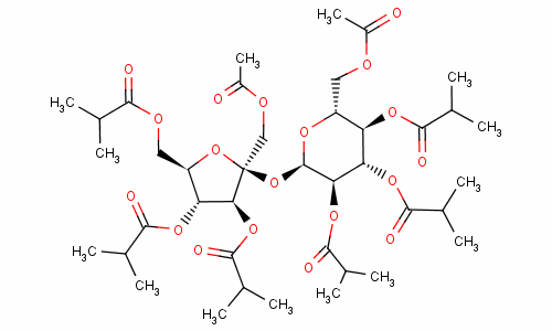 6-O-乙酰基-1,3,4-三-O-(2-甲基-1-氧代丙基)-beta-D-果糖呋喃糖基-alpha-D-吡喃葡萄糖苷6-乙酸酯2,3,4-三(2-甲基丙酸酯)結(jié)構(gòu)式_27216-37-1結(jié)構(gòu)式