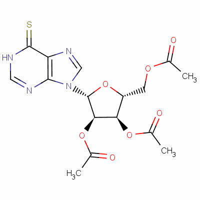 6-Mercaptopurine-9-β-d-ribofuranoside 2’,3’,5’-triacetateStructure,3021-21-4Structure 6-Mercaptopurine-9-β-d-ribofuranoside 2’,3’,5’-triacetate Structure,3021-21-4Structure