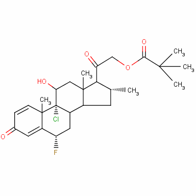 9-氯-6alpha-氟-11beta,21-二羥基-16alpha-甲基孕甾-1,4-二烯-3,20-二酮21-特戊酸酯結(jié)構(gòu)式_34097-16-0結(jié)構(gòu)式