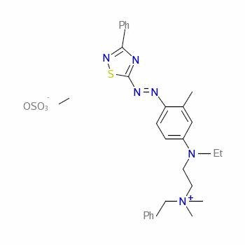 2-[乙基-[3-甲基-4-[(3-苯基-1,2,4-噻二唑-5-基)偶氮]苯基]氨基]乙基-二甲基-(苯基甲基)銨硫酸甲酯鹽結(jié)構(gòu)式_36790-31-5結(jié)構(gòu)式