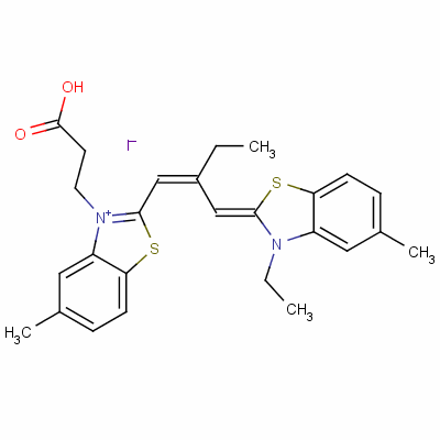 3-[2-[(E)-2-[(Z)-(3-乙基-5-甲基-1,3-苯并噻唑-2-亞基)甲基]丁-1-烯基]-5-甲基-2H-1,3-苯并噻唑-1-鎓-3-基]丙酸碘化物結構式_37422-04-1結構式
