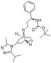 N-叔丁氧羰基-(1S)-3-[3-(3-異丙基-5-甲基-4H-1,2,4-三唑-4-基)-外-8-氮雜雙環(huán)[3.2.1]辛-8-基]-1-苯基-1-丙胺結構式_376348-70-8結構式