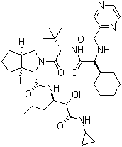 (1S,3AR,6AS)-(2S)-2-環(huán)己基-N-(2-吡嗪基羰基)甘氨酰-3-甲基-L-纈氨酰-N-[(1S)-1-[2-(環(huán)丙基氨基)-1-羥基-2-氧代乙基]丁基]八氫環(huán)戊并[C]吡咯-1-甲酰胺結構式_402959-36-8結構式