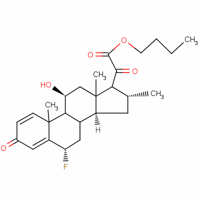 6alpha-氟-11beta-羥基-16alpha-甲基-3,20-二氧代孕甾烷-1,4-二烯-21-酸丁酯結構式_41767-29-7結構式