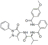 (9ci)-n-[(1s)-1-[[(2,3-二氫-1,5-二甲基-3-氧代-2-苯基-1H-吡唑-4-基)氨基]羰基]-2-甲基丙基]-2-[(4-甲氧基苯甲?；?氨基]-苯甲酰胺結(jié)構(gòu)式_471259-67-3結(jié)構(gòu)式
