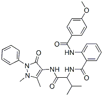 (9ci)-n-[1-[[(2,3-二氫-1,5-二甲基-3-氧代-2-苯基-1H-吡唑-4-基)氨基]羰基]-2-甲基丙基]-2-[(4-甲氧基苯甲?；?氨基]-苯甲酰胺結(jié)構(gòu)式_485810-18-2結(jié)構(gòu)式