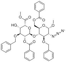 2-氮雜啶-4-O-[2-O-苯甲?；?6-甲基-3-O-(苯基甲基)-α-L-碘吡喃]-2-脫氧-3-O-(苯基甲基)-a-D-吡喃葡萄糖苷-6-苯甲酸甲酯結構式_501089-97-0結構式
