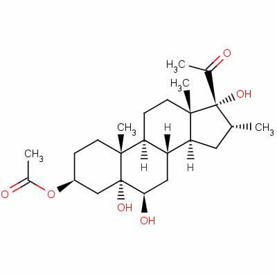 3beta,5alpha,6beta,17-四羥基-16alpha-甲基孕甾烷-20-酮 3-乙酸酯結(jié)構(gòu)式_50629-89-5結(jié)構(gòu)式