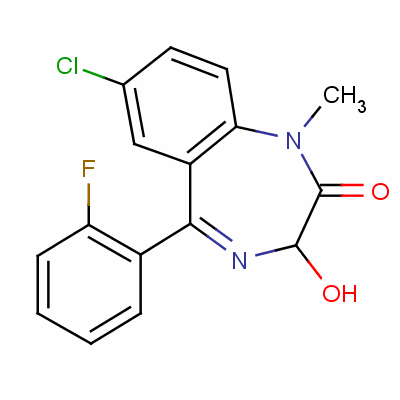 7-Chloro-5-(2-fluorophenyl)-1,3-dihydro-3-hydroxy-1-methyl-2h-1,4-benzodiazepin-2-oneStructure,52391-89-6Structure 7-Chloro-5-(2-fluorophenyl)-1,3-dihydro-3-hydroxy-1-methyl-2h-1,4-benzodiazepin-2-one Structure,52391-89-6Structure