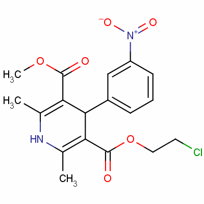 2-Chloroethyl methyl 1,4-dihydro-2,6-dimethyl-4-(3-nitrophenyl)pyridine-3,5-dicarboxylateStructure,54527-89-8Structure 2-Chloroethyl methyl 1,4-dihydro-2,6-dimethyl-4-(3-nitrophenyl)pyridine-3,5-dicarboxylate Structure,54527-89-8Structure