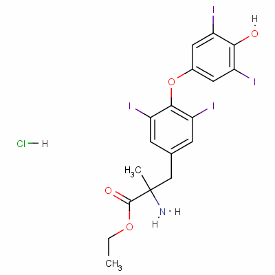 O-(4-羥基-3,5-二碘苯基)-3,5-二碘-alpha-甲基-DL-酪氨酸乙酯鹽酸鹽結(jié)構(gòu)式_55327-22-5結(jié)構(gòu)式