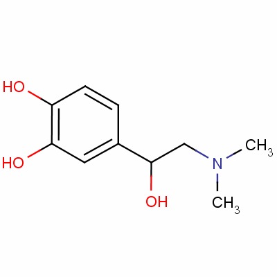 4-(2-Dimethylamino-1-hydroxyethyl)benzene-1,2-diolStructure,554-99-4Structure 4-(2-Dimethylamino-1-hydroxyethyl)benzene-1,2-diol Structure,554-99-4Structure