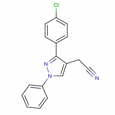 3-(4-Chlorophenyl)-1-phenyl-1h-pyrazole-4-acetonitrileStructure,55432-07-0Structure 3-(4-Chlorophenyl)-1-phenyl-1h-pyrazole-4-acetonitrile Structure,55432-07-0Structure