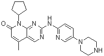 8-環(huán)戊基-5-甲基-2-[[5-(1-哌嗪)-2-吡啶]氨基]-吡啶并[2,3-d]嘧啶-7(8h)-酮結(jié)構(gòu)式_571190-22-2結(jié)構(gòu)式