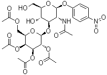 4-硝基苯基-2-乙酰氨基-3-O-(2-乙酰氨基-3，4，6-三-O-乙酰基-2-脫氧-β-D-吡喃半乳糖苷)-2-脫氧-α-D-半乳糖苷結(jié)構(gòu)式_57467-12-6結(jié)構(gòu)式