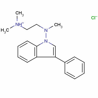 N,n,n-三甲基-n-(3-苯基-1H-吲哚-1-基)乙烯二胺鹽酸鹽結(jié)構(gòu)式_57647-35-5結(jié)構(gòu)式